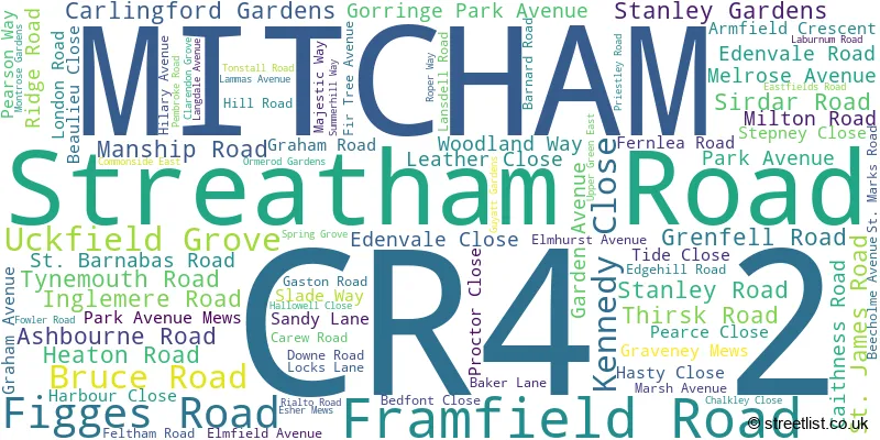 A word cloud for the CR4 2 postcode